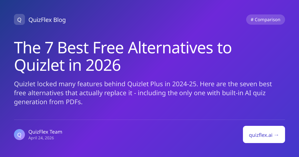 The 7 Best Free Alternatives to Quizlet in 2026 | QuizFlex AI